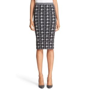 New Alice + Olivia Houndstooth Pencil Skirt